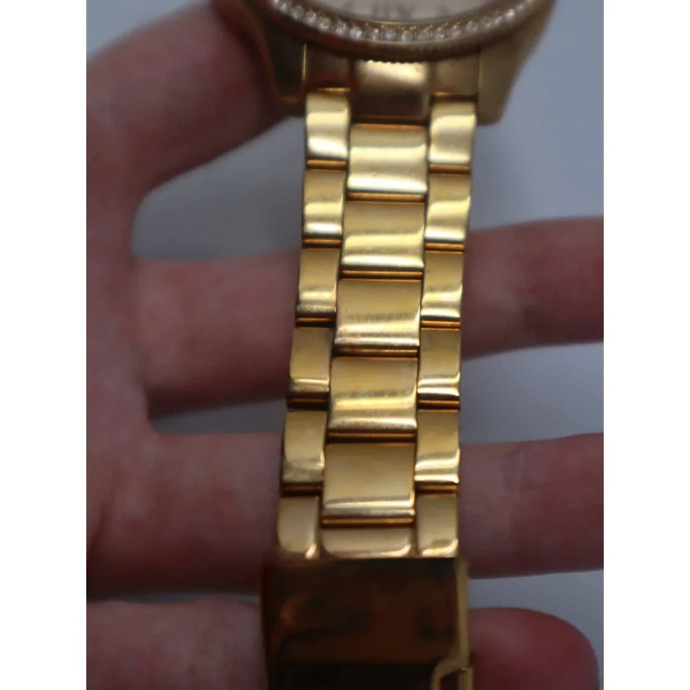 Rose Gold Riley Watch Fossil Womens Crystal Bezel Chronograph AM4483